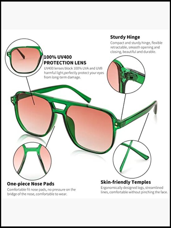 Vintage Square Aviator Sunglasses - Retro Plastic Frame UV400 Protection main image 4